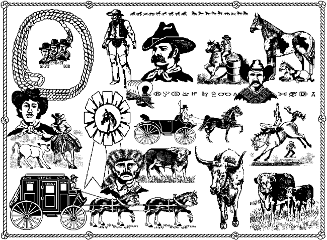western clip art borders. Clipart Package.